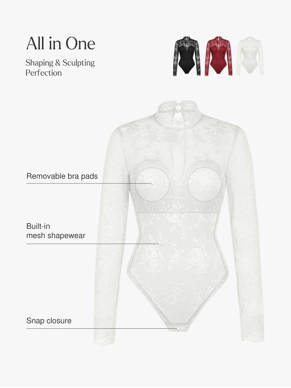 Lace Sculpting Bodysuit/Shapewear Style - Picture 8 of 9